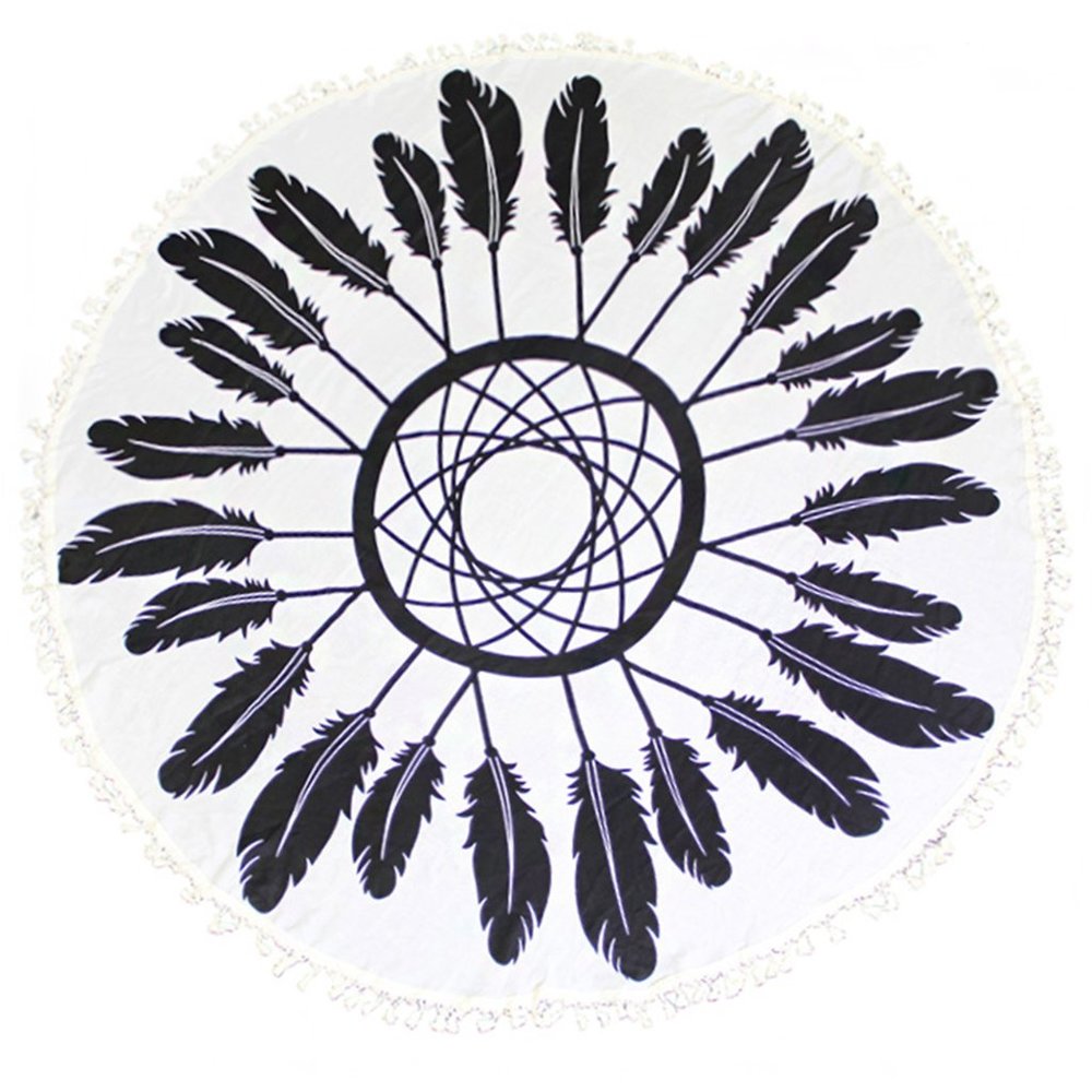LOF Print Round Beach Throw Cover Up with Tassels